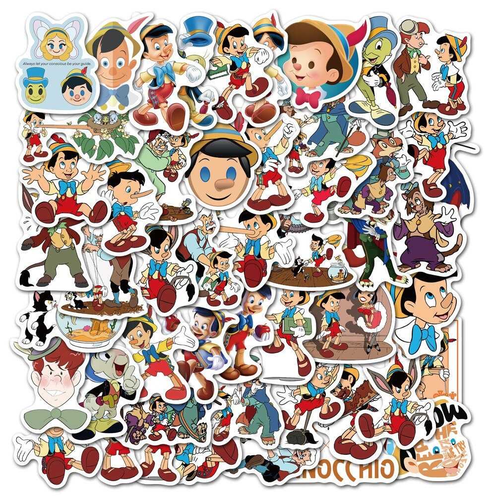 Disney Cartoon Movie Pinocchio Stickers Pack | Famous Bundle Stickers | Waterproof Bundle Stickers