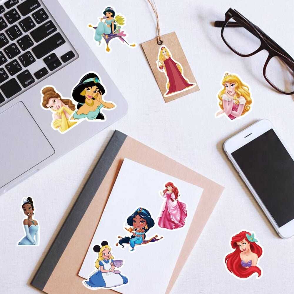 Disney Princess Stickers Frozen Anna/Elsa Cinderella Ariel Snow White Cartoon Movie Princess Decals Kids Toy Gift