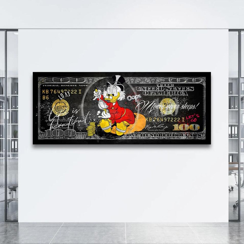 Décoration murale sur toile Disney Scrooge McDuck Dollar Donald Duck