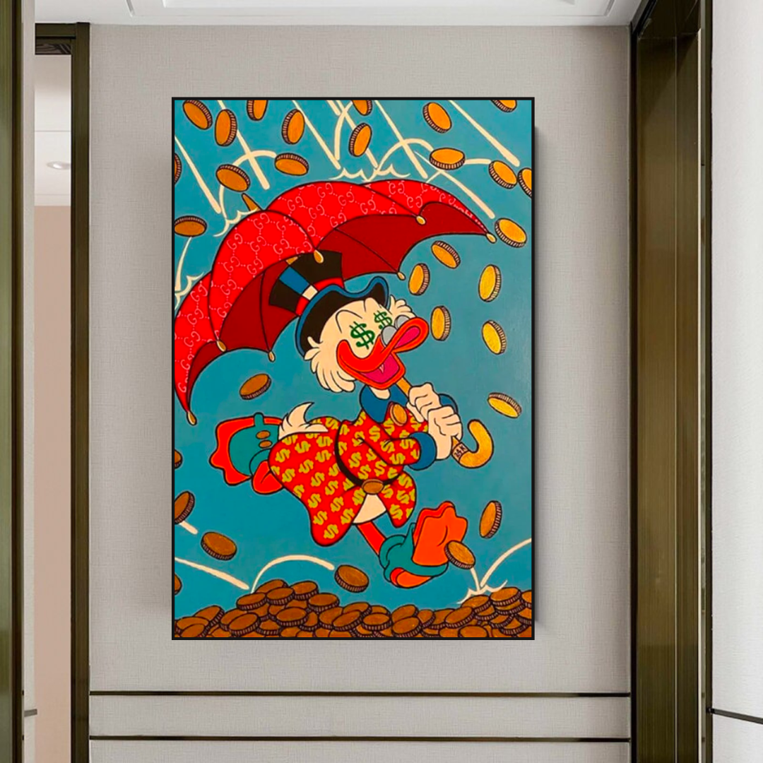 Disney Scrooge Mcduck with Umbrella Canvas Wall Art