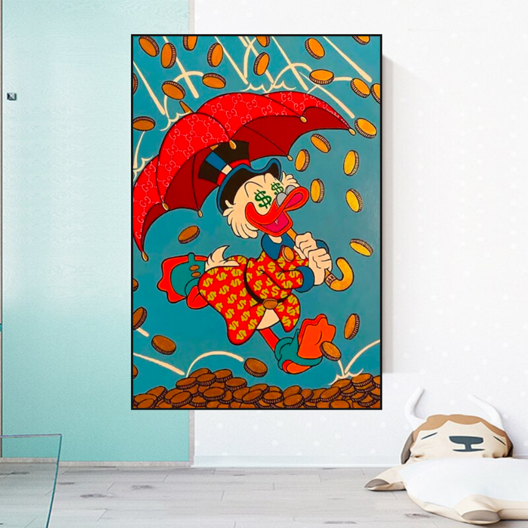 Disney Scrooge Mcduck with Umbrella Canvas Wall Art