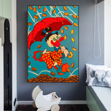 Disney Scrooge Mcduck with Umbrella Canvas Wall Art