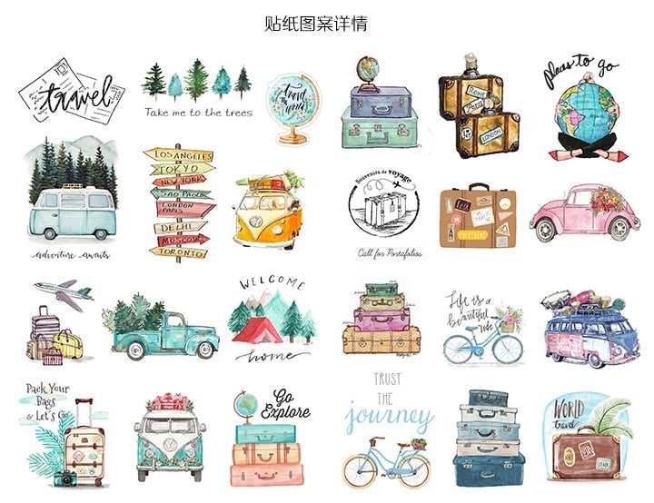 DIY scrapbooking hand-painted stickers 24 Pieces