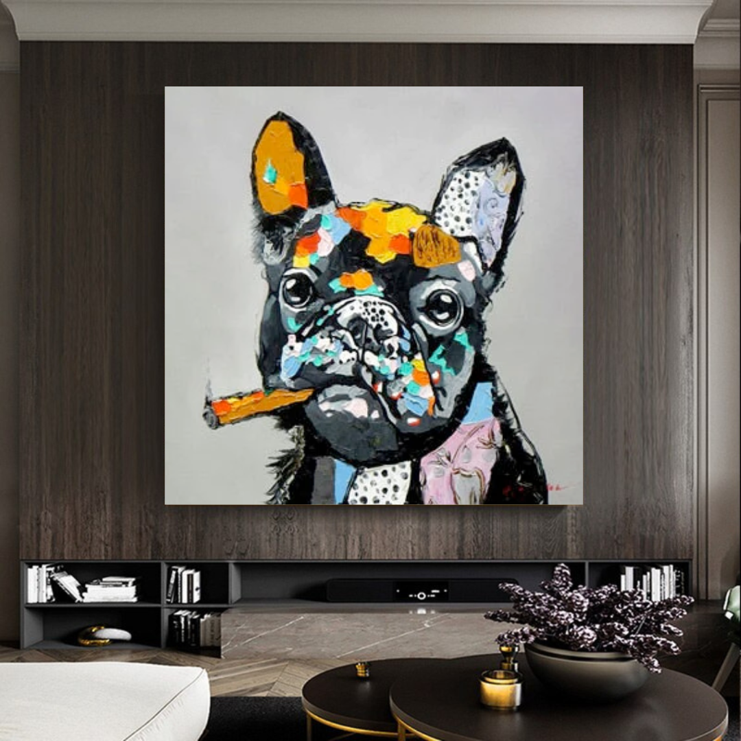 Dog Cheers Smoking Bulldog Canvas Wall Art