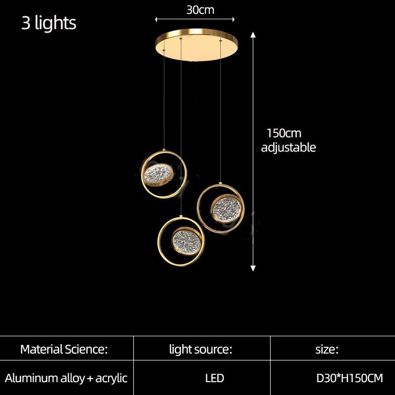 Double Rings Staircase Chandelier: Luxury Lighting Fixture