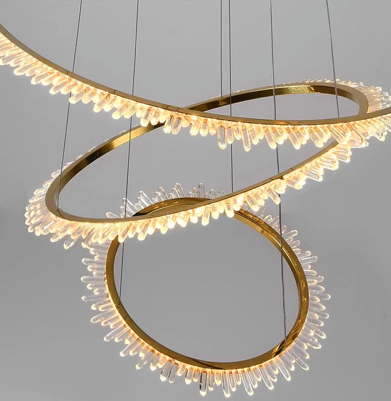 Rings Crystal LED Staircase Chandelier: Elegance