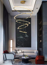 Rings Crystal LED Staircase Chandelier: Elegance