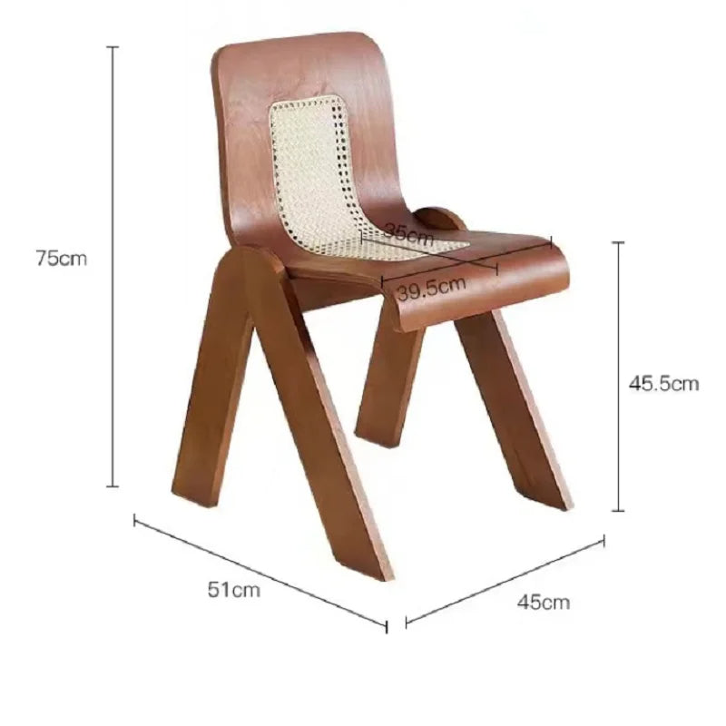 Chaise de salle à manger en rotin rétro Wabi de designer