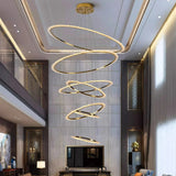 Rings Crystal LED Staircase Chandelier: Elegance