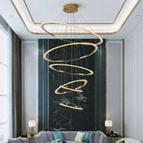 Rings Crystal LED Staircase Chandelier: Elegance