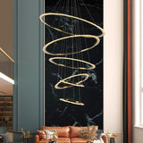 Rings Crystal LED Staircase Chandelier: Elegance