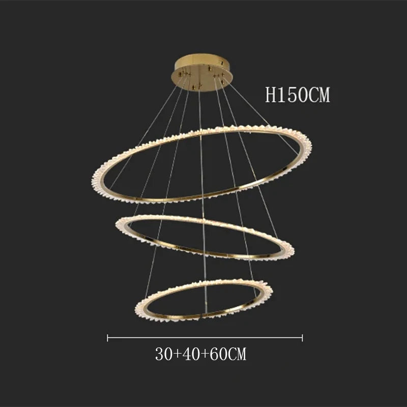 Rings Crystal LED Staircase Chandelier: Elegance