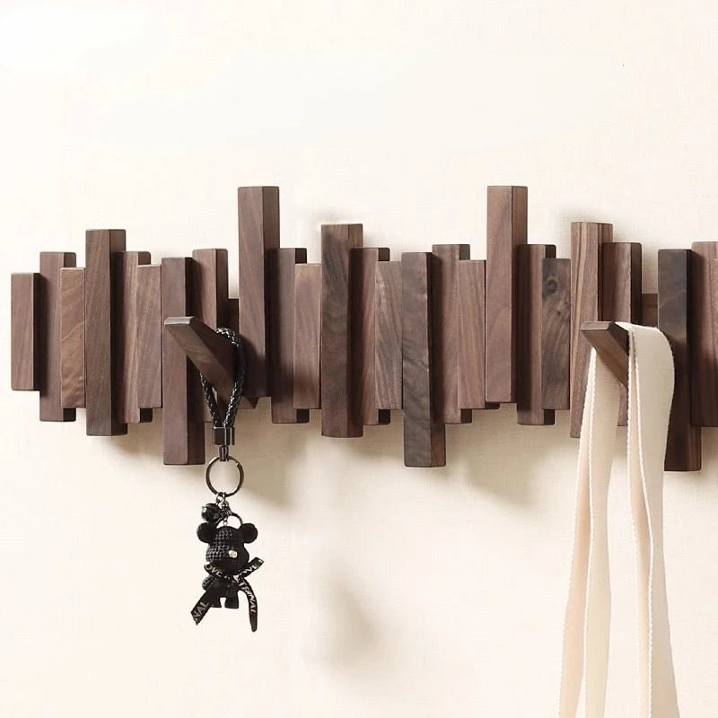 Solid Wood Clothes Hanging Wall Mounted Rack - GraffitiWallArt