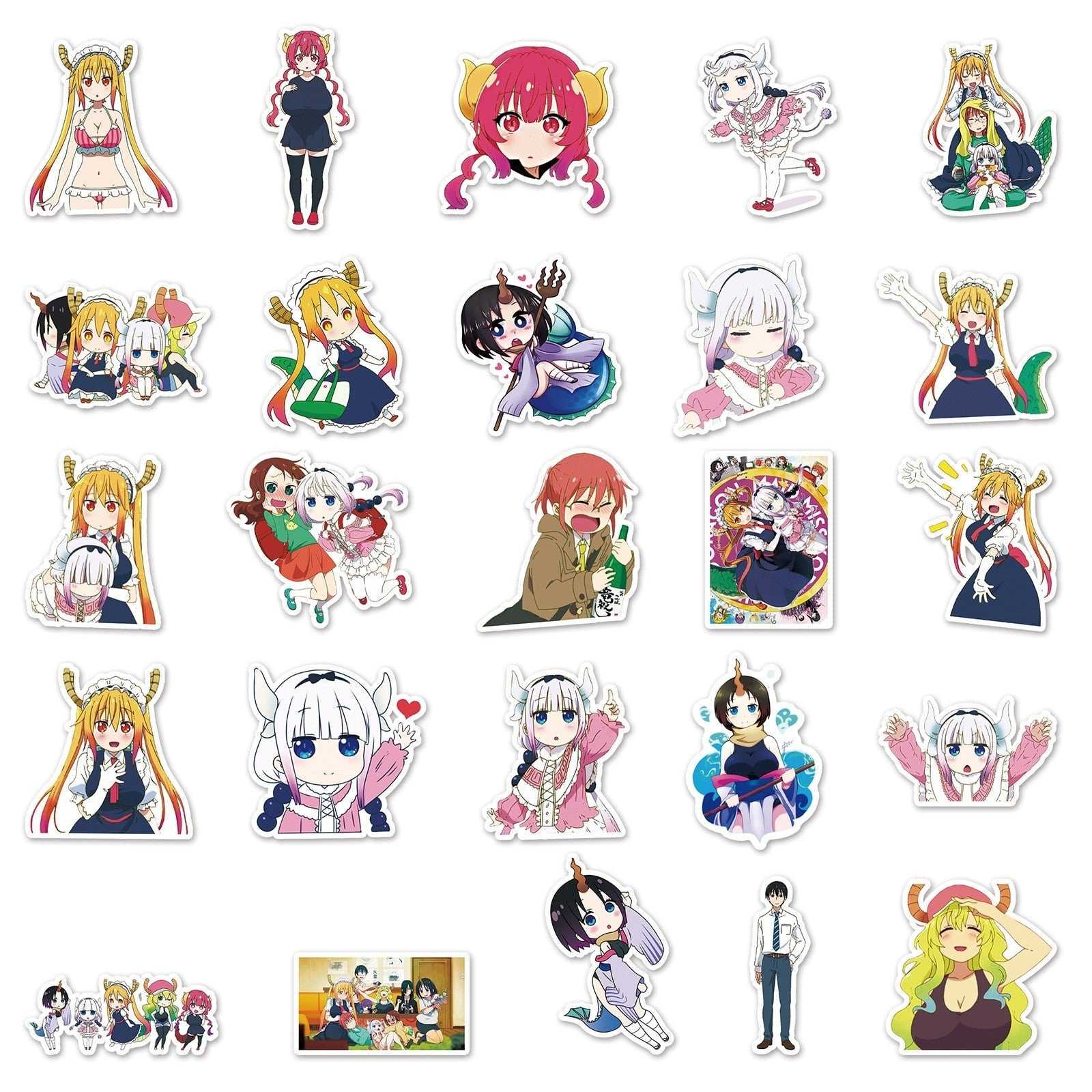 Animation Dragon Maid Stickers Pack | Famous Bundle Stickers | Waterproof Bundle Stickers