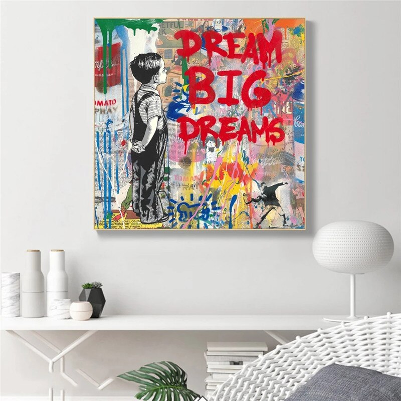 Leinwand-Wandkunst „Dream Big Dreams“ – berühmte Banksy-Kunst