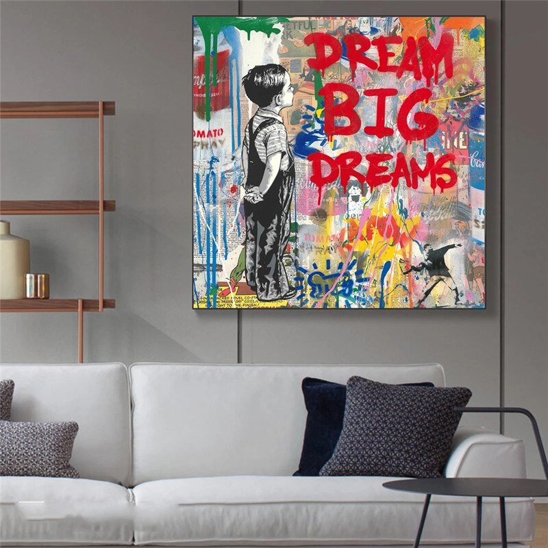 Dream Big Dreams Toile murale Art – Célèbre Banksy Art