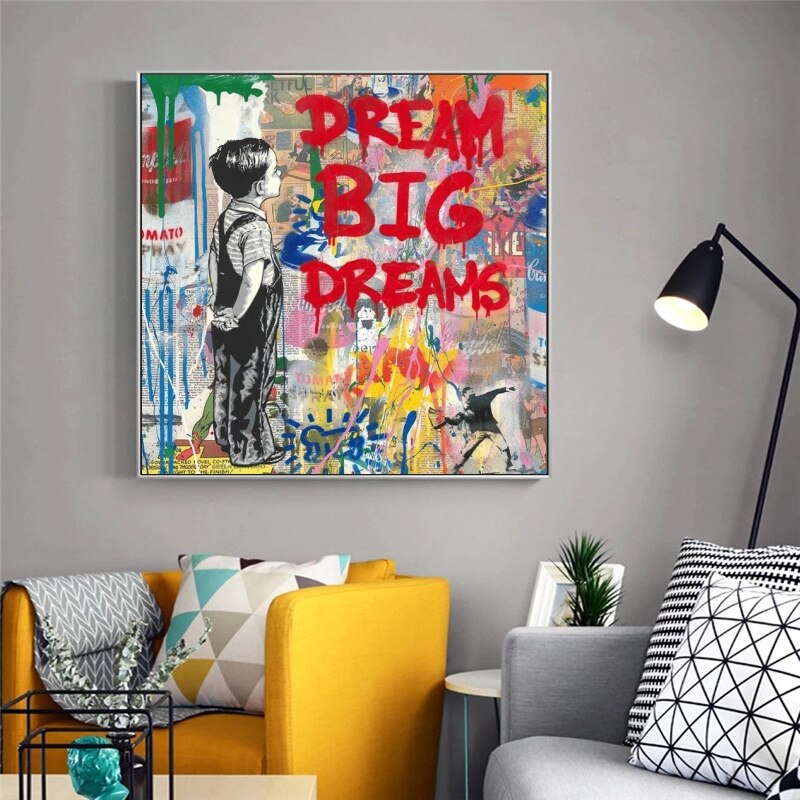 Leinwand-Wandkunst „Dream Big Dreams“ – berühmte Banksy-Kunst