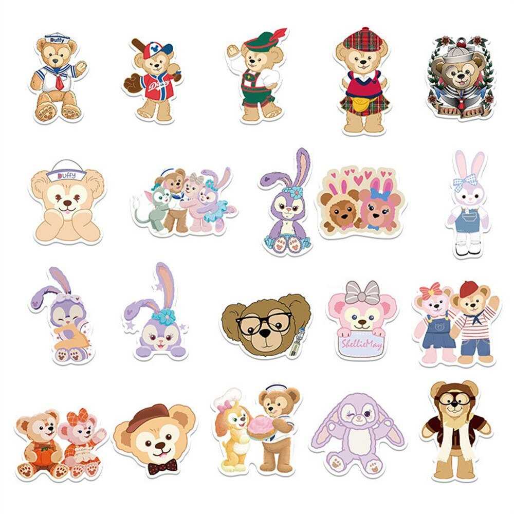 Duffy Bear and Ballet Rabbit Stickers Pack | Famous Bundle Stickers | Waterproof Bundle Stickers