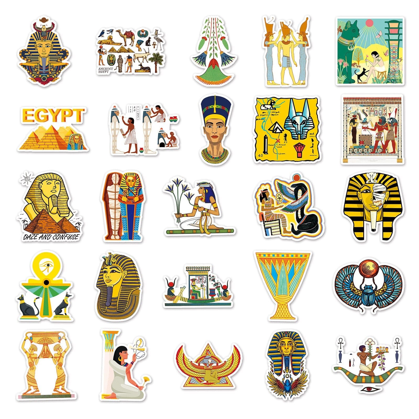 Egyptian Pharaoh 50 Stickers Pack | Famous Bundle Stickers | Waterproof Bundle Stickers