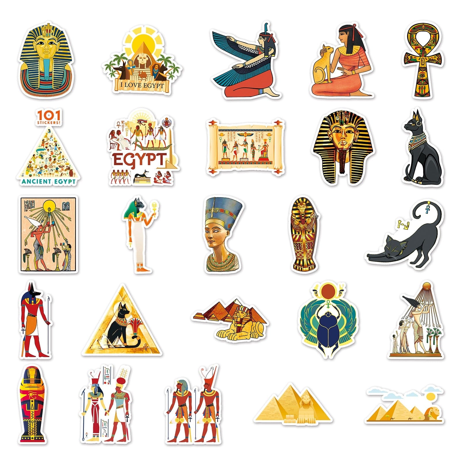 Egyptian Pharaoh 50 Stickers Pack | Famous Bundle Stickers | Waterproof Bundle Stickers