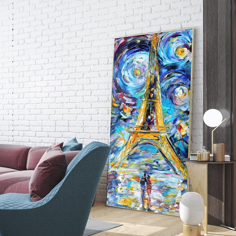 Eiffel Tower Of Paris Night Canvas Wall Art