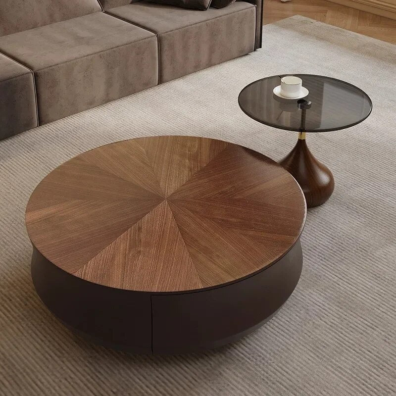 Elegant Sold Wood Corner Coffee Table with Storage