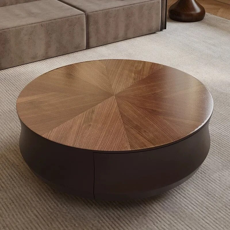 Elegant Sold Wood Corner Coffee Table with Storage