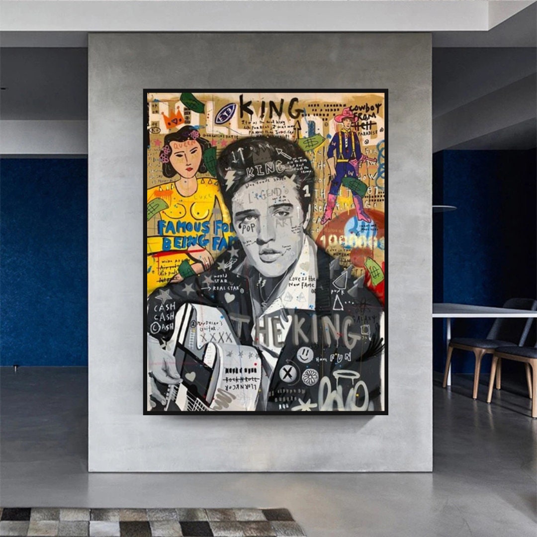 Elvis Presley Chanteur Graffiti Art mural sur toile