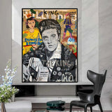 Elvis Presley Cantante Graffiti Lienzo Arte de Pared