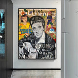 Elvis Presley Chanteur Graffiti Art mural sur toile