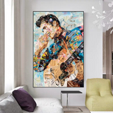 Elvis Presley Singer Portrait Leinwandgemälde Abstrakte Zeitschrift Wandkunst