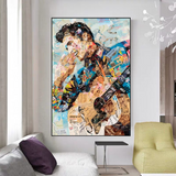 Elvis Presley Chanteur Portrait Toile Peinture Abstrait Magazine Wall Art