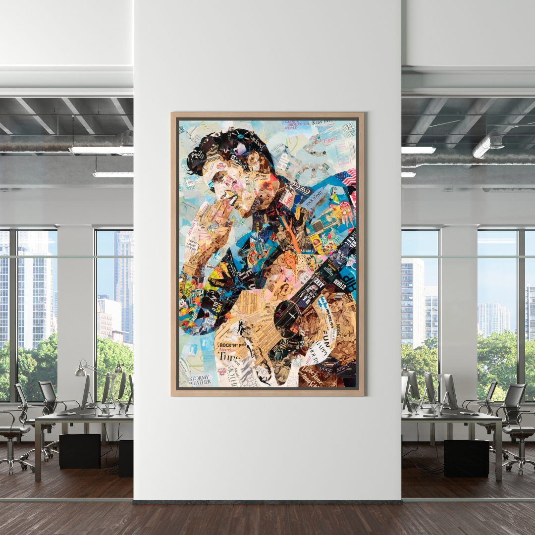 Elvis Presley Singer Portrait Canvas Painting Abstract Magazine Wall Art