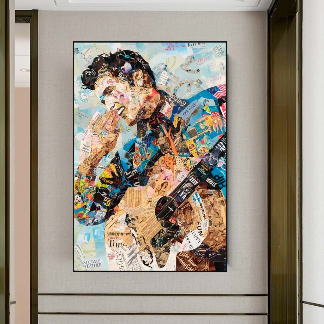 Elvis Presley Singer Portrait Leinwandgemälde Abstrakte Zeitschrift Wandkunst