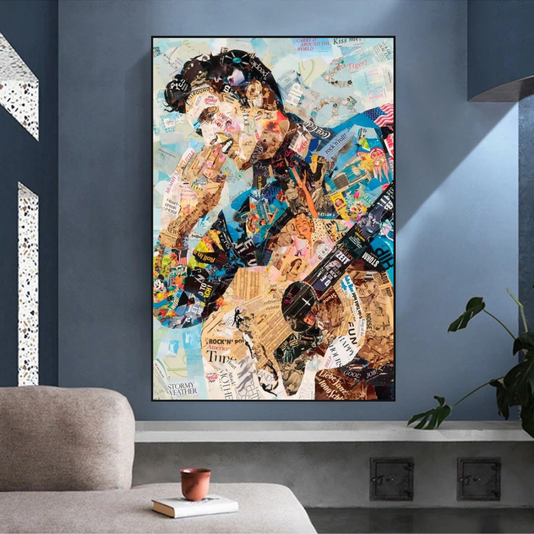 Elvis Presley Singer Portrait Canvas Painting Abstract Magazine Wall Art