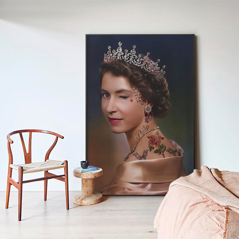 England Queen Wink Leinwand-Wandkunst