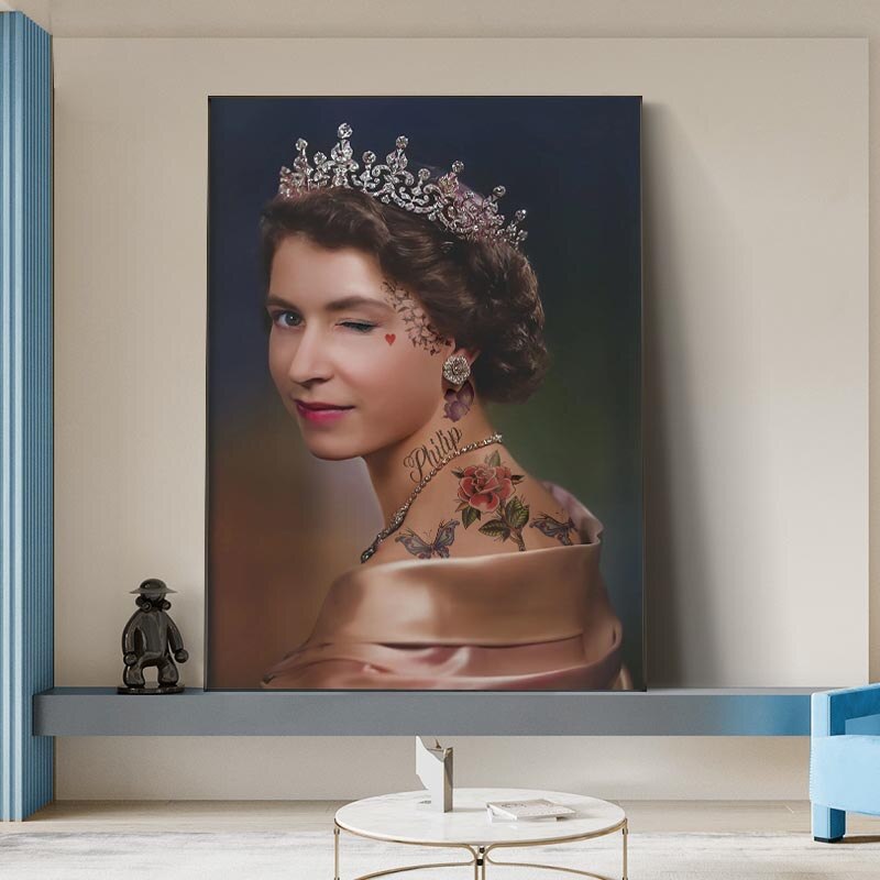 England Queen Wink Leinwand-Wandkunst