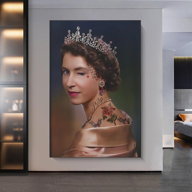 England Queen Wink Leinwand-Wandkunst