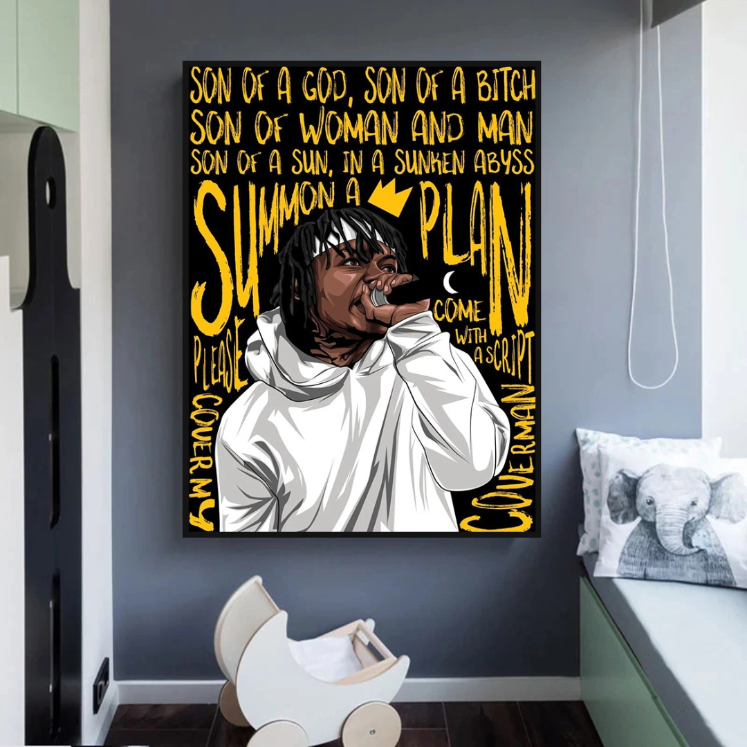 Famous Artist Rappers ART: Jid J.I.D Rapper Canvas Wall Art