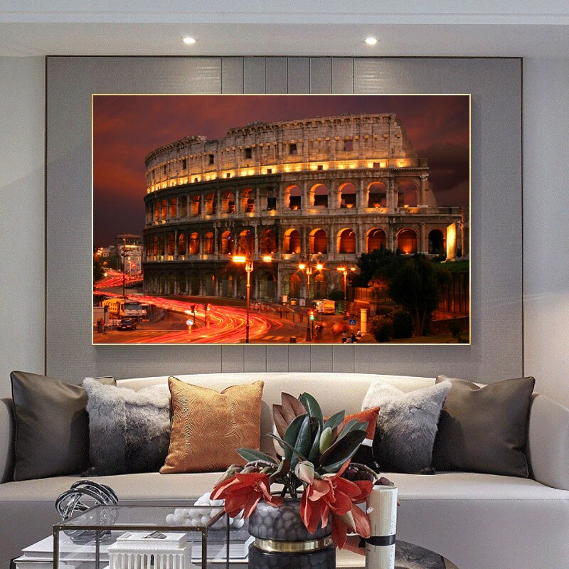 Famous Building Poster Rome Colosseum Canvas Wall Art