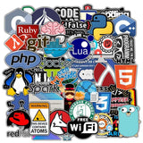 Programming 50 Stickers Pack | Famous Bundle Stickers | Waterproof Bundle Stickers