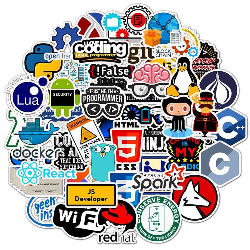 Programming 50 Stickers Pack | Famous Bundle Stickers | Waterproof Bundle Stickers