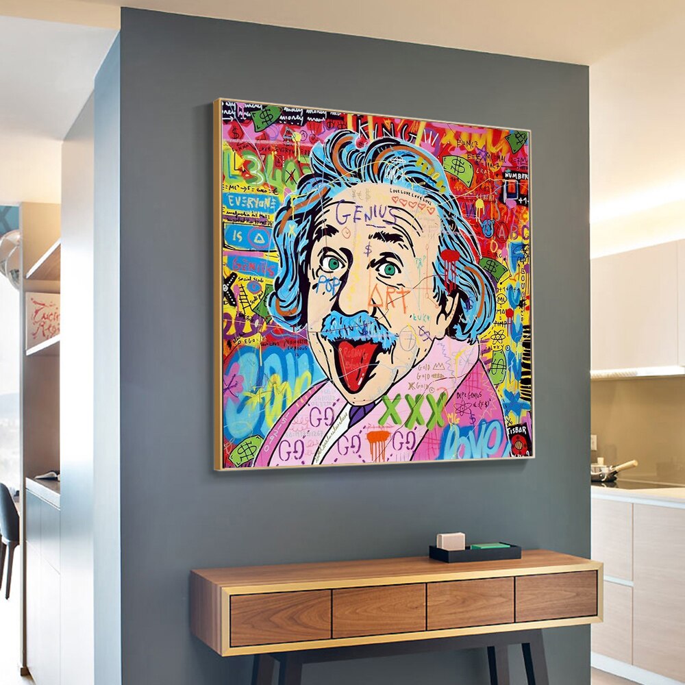 Art mural sur toile célèbre scientifique Einstein