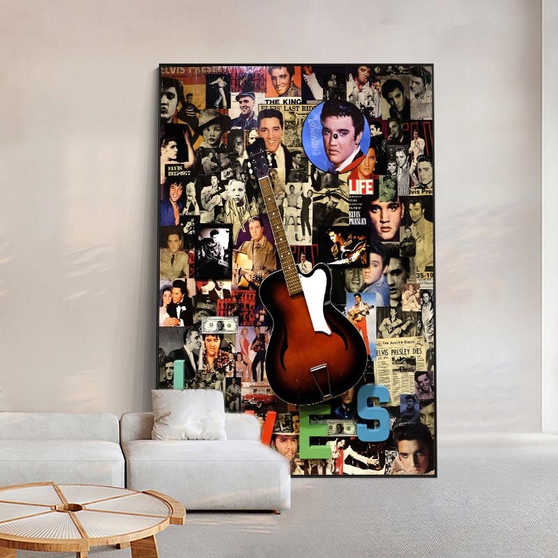 Arte de pared en lienzo del famoso cantante Elvis