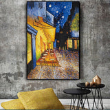 Famous Van Gogh Cafe Terrace At Night Oil Painting Reproductions on Canvas Posters and Prints Wall Art Picture for Living Room