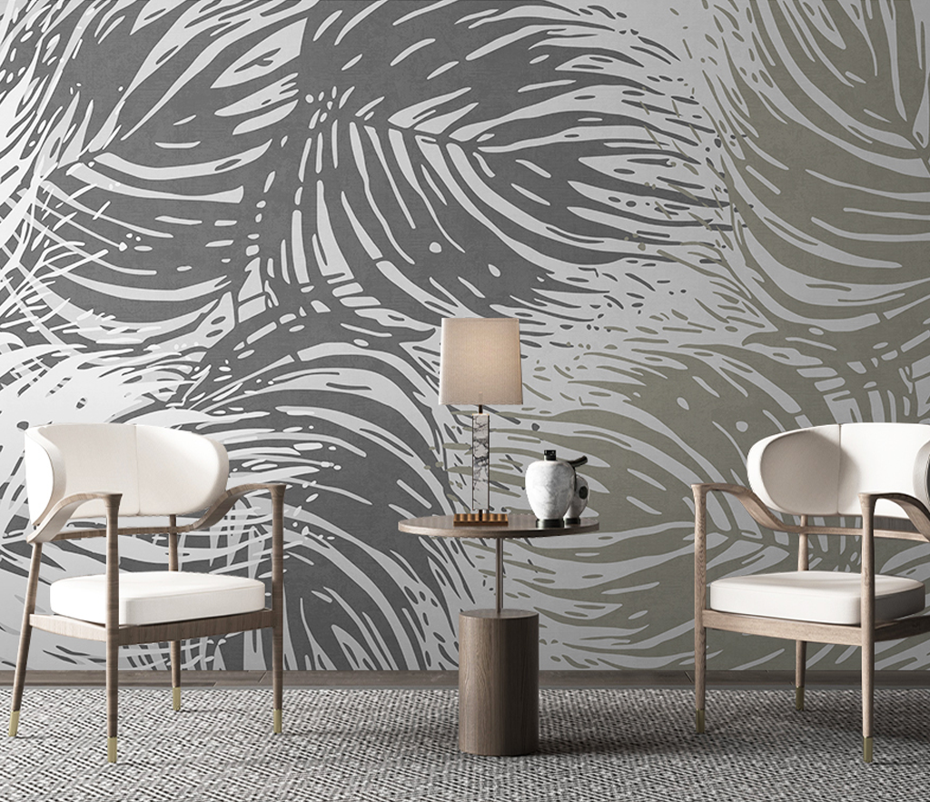 Fern Leaf Retro Theme - Tropical Wallpaper Mural