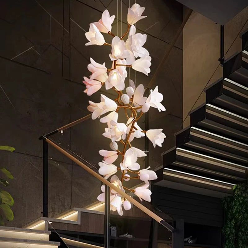 Floral Bunch Staircase Chandelier Lighting