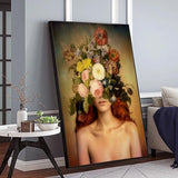 Flower Woman Canvas Wall Art - Head Design