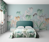 Papier peint mural fleurs avec tige : décoration murale époustouflante