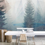 Papier peint de paysage naturel de forêt brumeuse pour le décor de mur à la maison